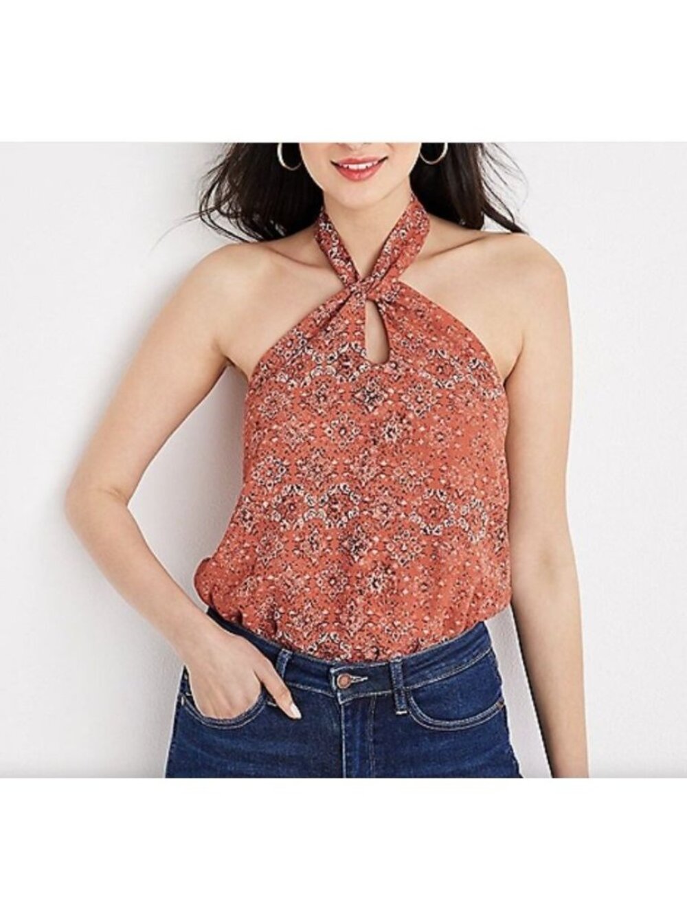Maurices Bodysuit One Piece Medium Orange New WOT Shirt Halter